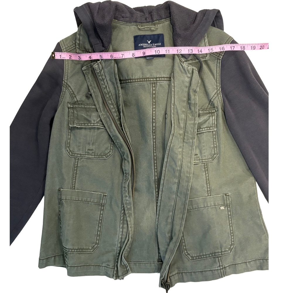 American Eagle Olive Green Utility Jacket Hoodie Women’s Size Large - Picture 9 of 12